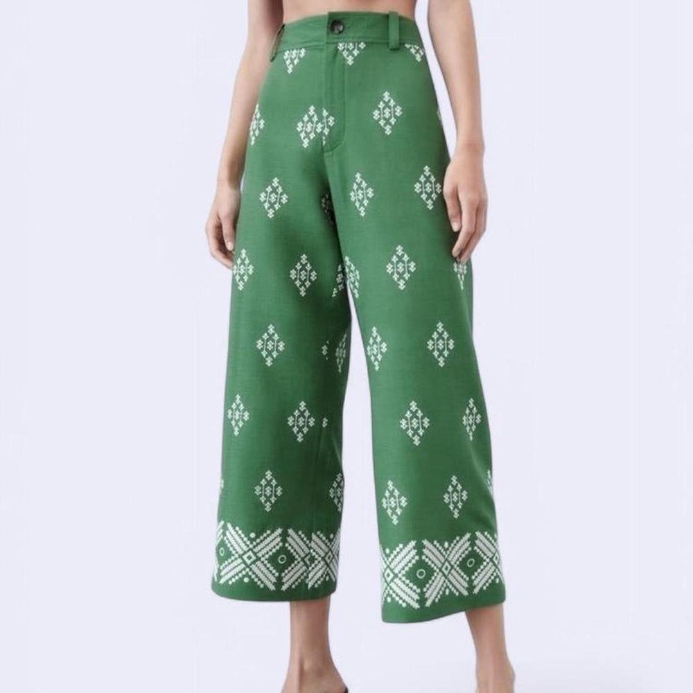 Zara Embroidered cropped Pants